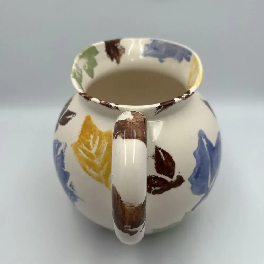 Vintage Made in Portugal Ceramic Pitcher Hand Painted Leaf Design 2078